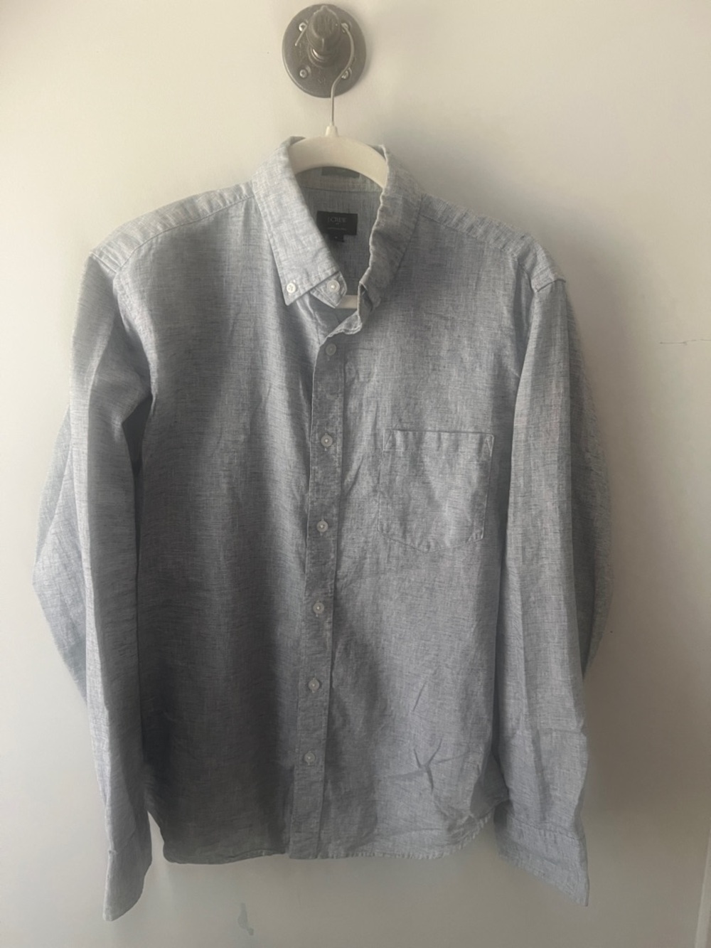 J. Crew Men's Light Grey Button-Down Oxford Shirt